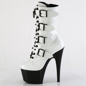 Platform Studded Lace Up High Heel Ankle Boots